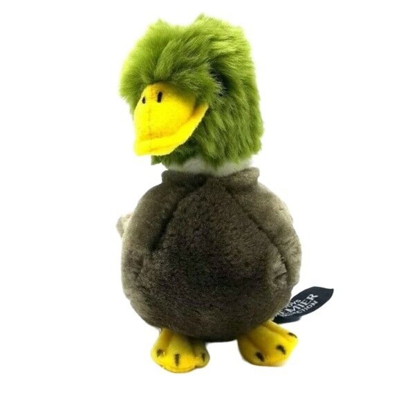 Ark Toys Realistic Mallard Duck Plush Gray Green 6" Premier Collect Yellow Feet - Picture 1 of 10